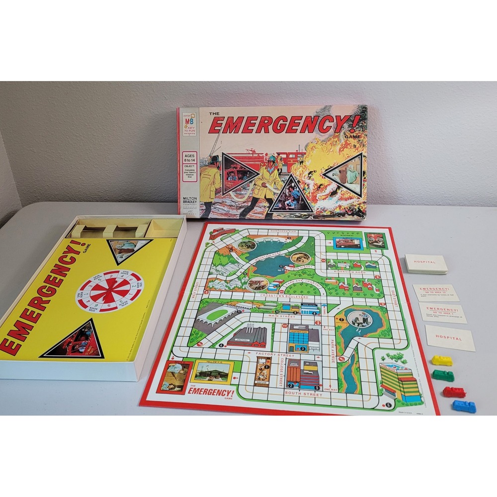 Milton Bradley The Emergency! Game 1973 Vintage Board Game Red Good TV Show